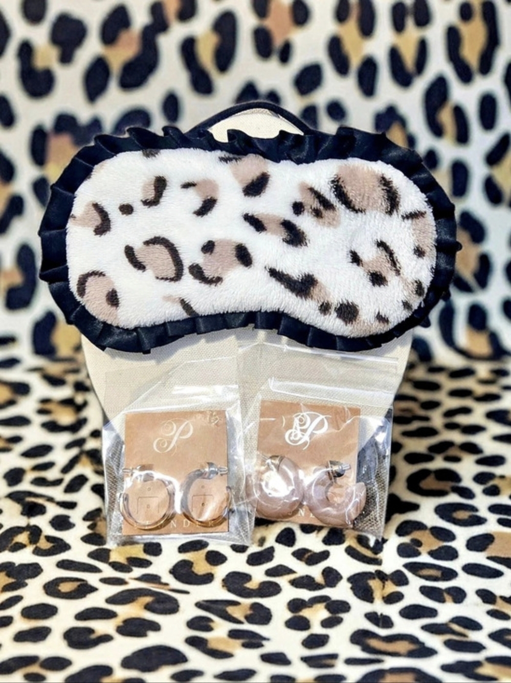 Leopard Sleep Mask & Hoop Earrings
